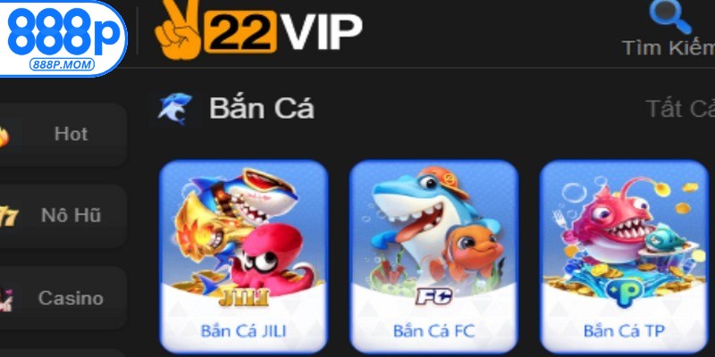 Sảnh bắn cá của 888P là một khu vực trò chơi trực tuyến nổi bật