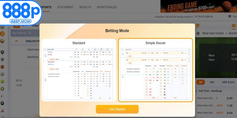 Các bộ môn thể thao được yêu thích tại 888P